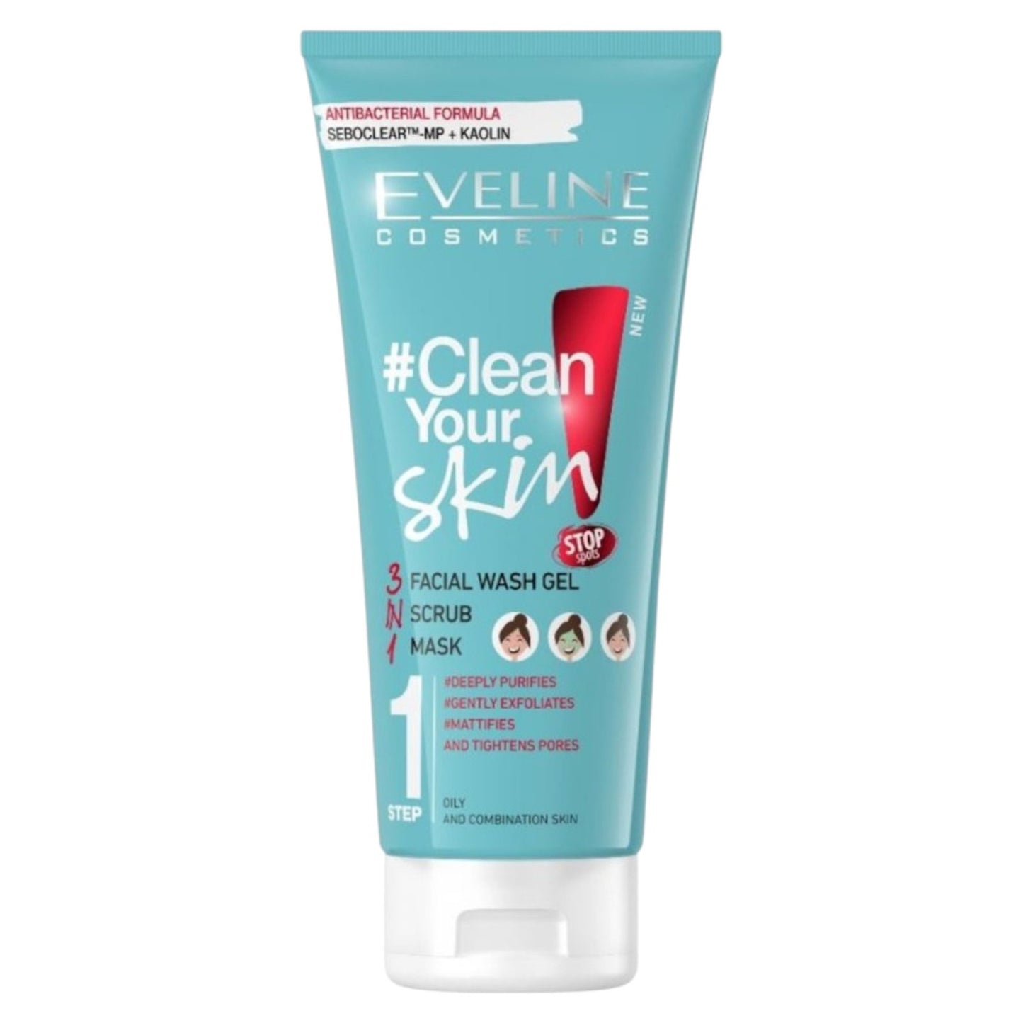 Eveline Cosmetics, Clean Your Skin 3 In 1, Exfoliates, Cleansing Gel, For Face, 200 ml *Tester