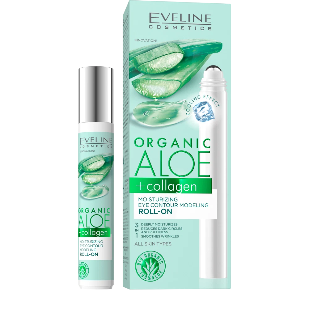 Eveline Cosmetics, Organic Aloe + Collagen, Moisturising, Eye Roll-On, 15 ml *Tester