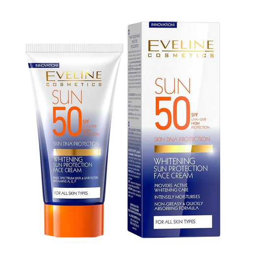 Eveline Cosmetics, Whitening Sun Protection, Hyaluronic Acid, Whitening, Daily, Cream, For Face, SPF 50, 50 ml