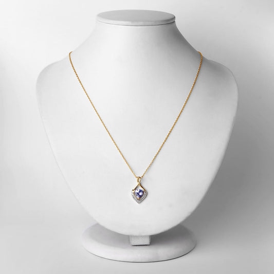 Colgante de plata esterlina .925 con tanzanita genuina de 0,96 quilates y topacio blanco