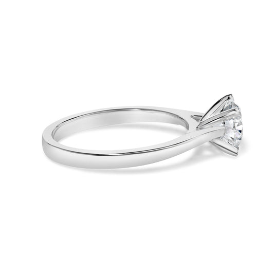 Anillo de compromiso solitario de oro blanco de 14 quilates con diamantes redondos cultivados en laboratorio de 1,0 quilates, montura de 4 puntas estilo garra de águila (color F-G, claridad VS2-SI1) - Talla 7