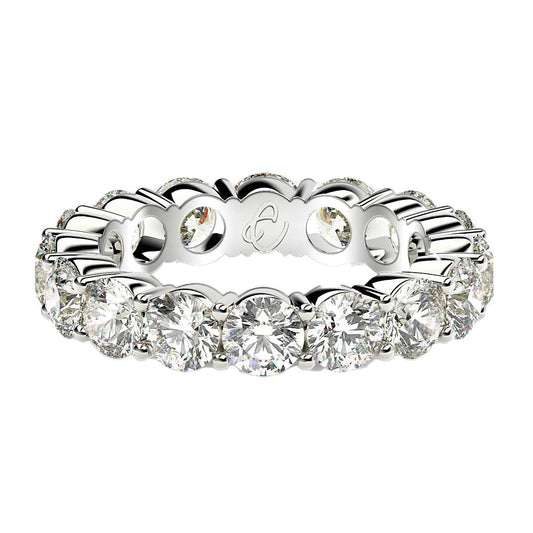 Anillo de eternidad de diamantes redondos cultivados en laboratorio de oro blanco de 14k (4 ct de peso total FG/VS2)