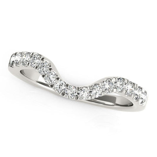 Anillo de boda de oro blanco de 14k estilo curvo con diamantes (1/3 quilates en total)