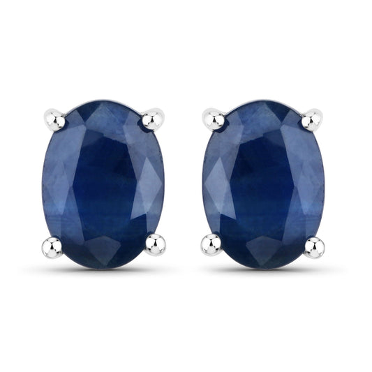 1.90 Carat Genuine Blue Sapphire 14K White Gold Earrings