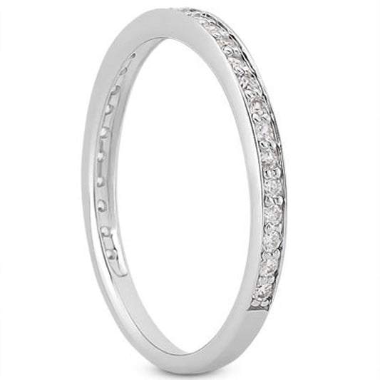 Juego de anillos de boda de oro blanco de 14k con micro pavé de diamantes, 3/4 alrededor