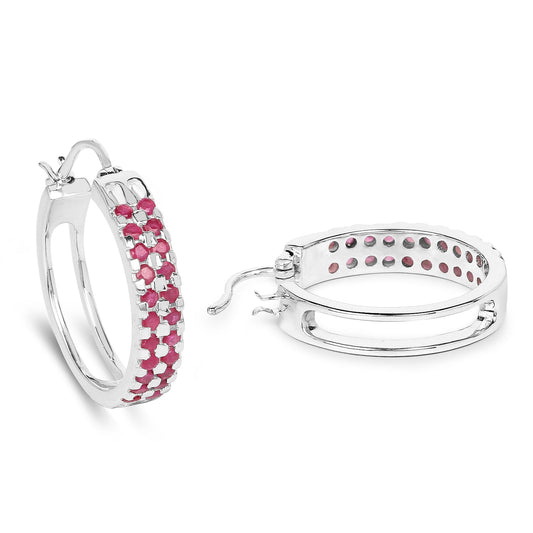2.20 Carat Genuine Ruby .925 Sterling Silver Earrings - view 2