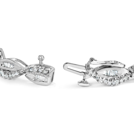 Pulsera de eslabones de oro blanco de 14 quilates con diamantes en forma de remolino y pera de 2,00 quilates (color I-J, claridad I2-I3) - 7"