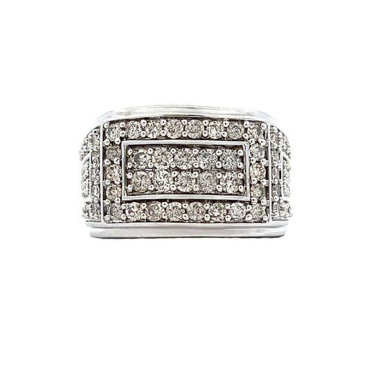 Anillo de hombre de oro blanco de 10KT con diamante natural de 2.04ct