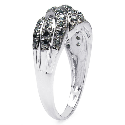 Anillo de Plata de Ley .925 con Diamante Azul Genuino de 0.36 Quilates