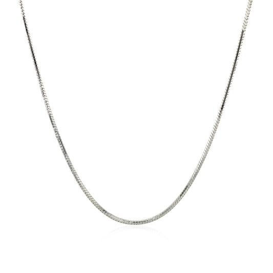 Cadena serpiente octogonal de plata de ley con baño de rodio de 1,1 mm