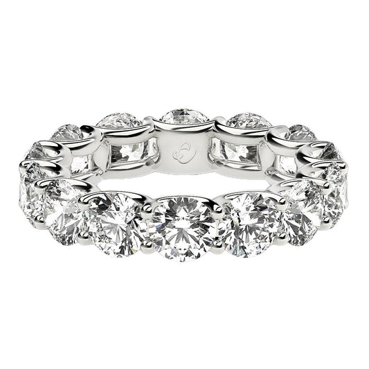 Anillo de eternidad de diamantes redondos cultivados en laboratorio de oro blanco de 14k (6 quilates peso total FG/VS2)