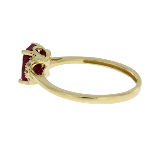 Anillo de Rubí y Diamantes de 1.38ct Natural en Oro Amarillo de 14KT