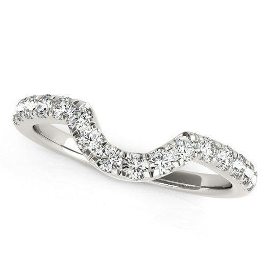 Anillo de boda curvo de oro blanco de 14k con diamantes (3/8 qt)