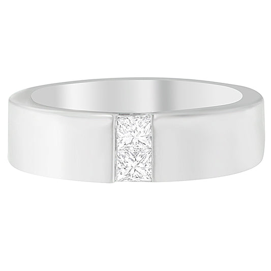 Anillo de oro blanco de 14 quilates para hombre, con diamantes de 0,25 ct.TDW, engaste de canal (G-H, VS1-VS2)