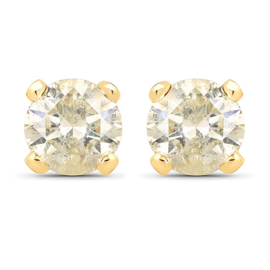 Aretes de oro amarillo de 14 quilates con diamantes genuinos LB de 0,98 quilates