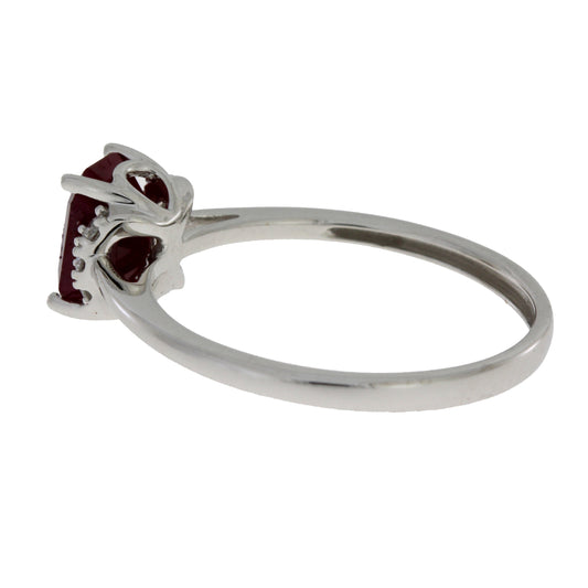 Anillo de Rubí y Diamantes de 1,38 ct, Oro Blanco de 14K