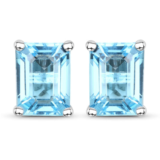 3.20 Carat Genuine Swiss Blue Topaz .925 Sterling Silver Earrings