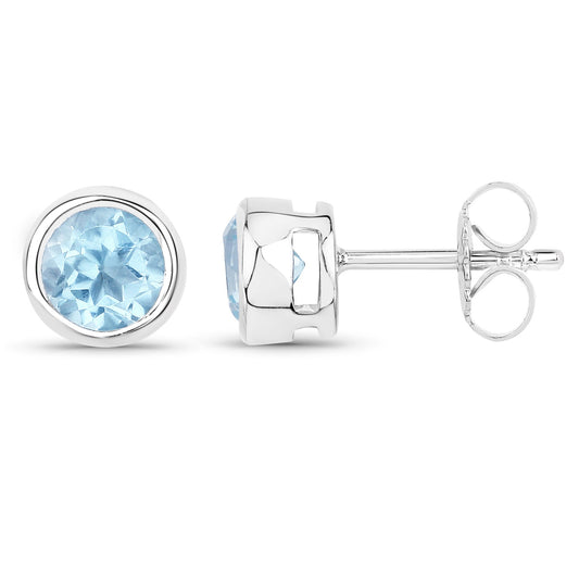 1.20 Carat Genuine Blue Topaz .925 Sterling Silver Earrings - view 2