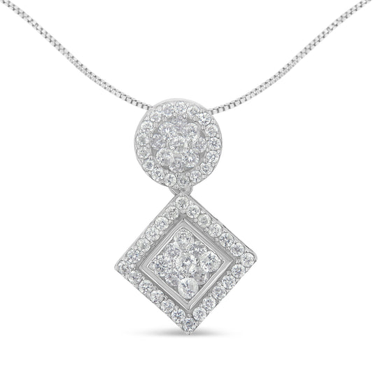 Collar con colgante de oro blanco de 14 quilates y diamantes de 1 quilate (H-I, I1-I2)