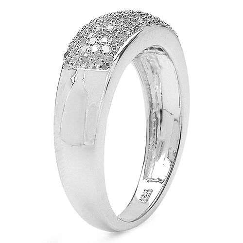 Anillo de plata de ley .925 con diamantes blancos auténticos de 0,49 quilates