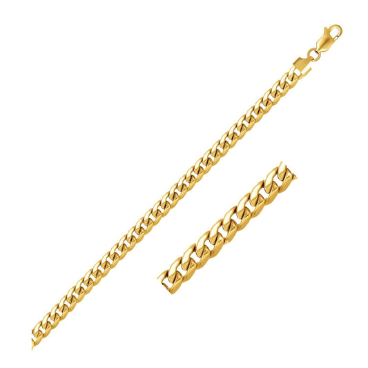 Pulsera Semisólida Miami Cubana de Oro Amarillo de 10k (4.50 mm)