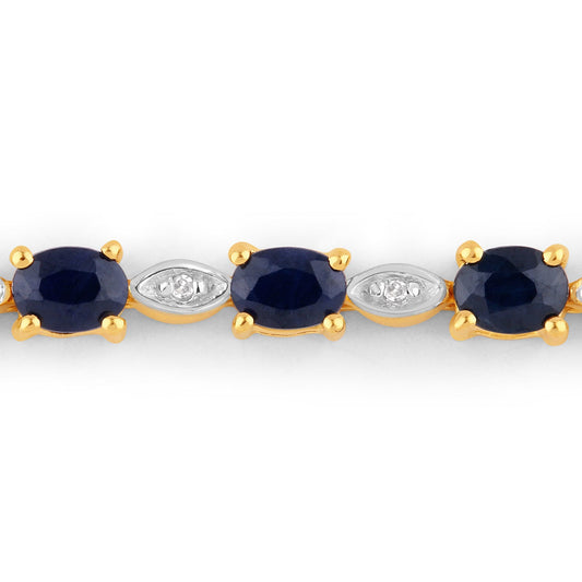 Pulsera de 1.83 quilates de zafiro azul genuino y diamantes blancos de plata esterlina .925