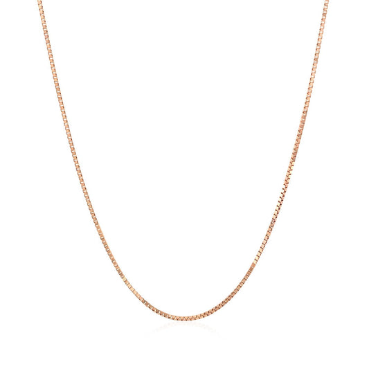 Cadena clásica de caja de oro rosa de 14k 0.8mm