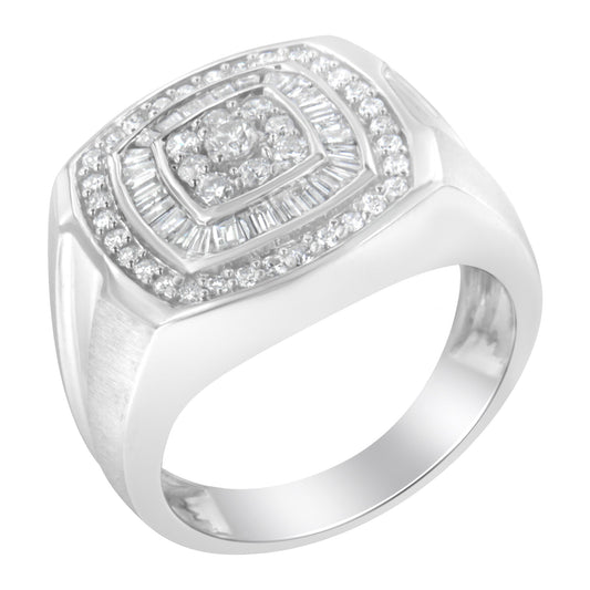 Anillo de banda de oro blanco de 14 K con diamantes de 1 CTTW para hombre