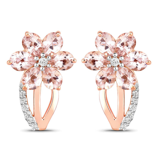 1.66 Carat Genuine Morganite and White Topaz .925 Sterling Silver Earrings - view 2
