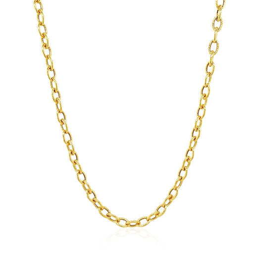 3.5mm 14k Yellow Gold Pendant Chain with Textured Links