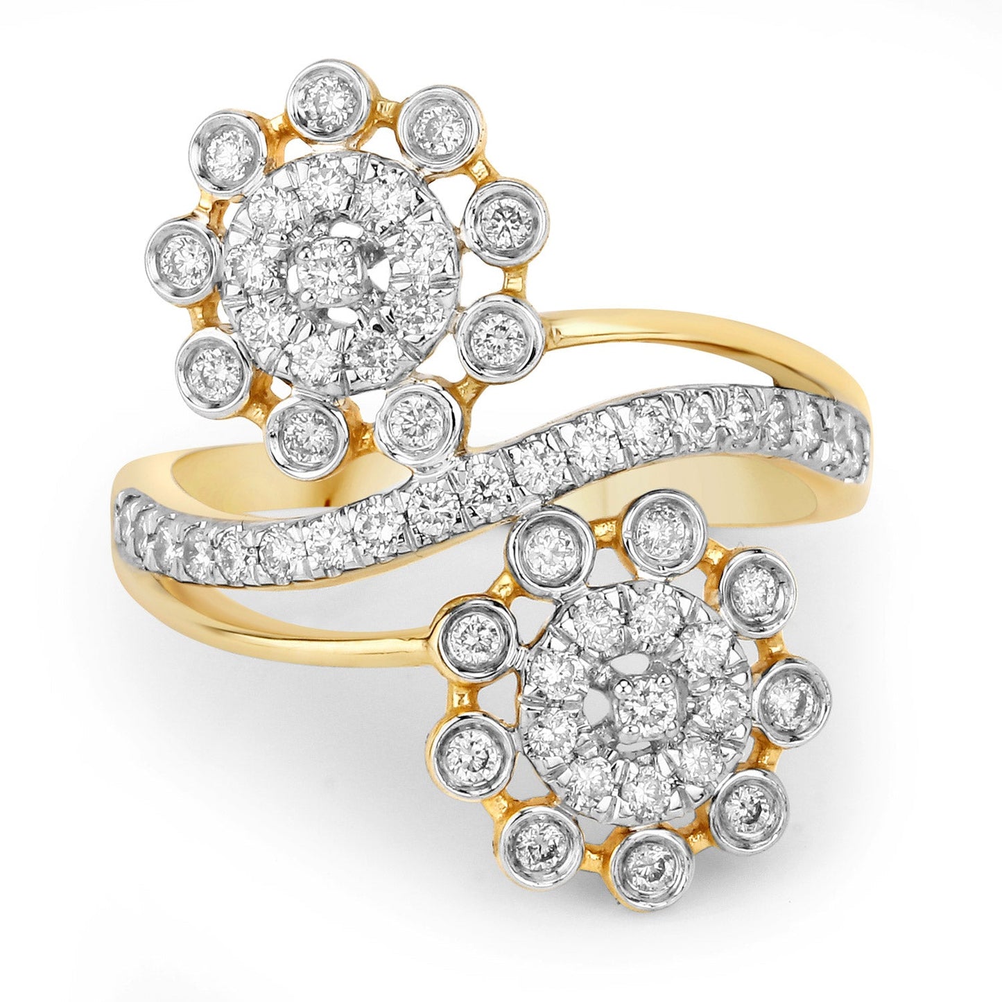 Anillo de oro amarillo de 14K con diamante blanco auténtico de 0.56 quilates (color E-F, claridad SI1-SI2)