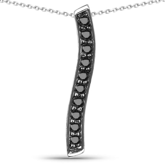 Colgante de plata de ley .925 con diamante negro auténtico de 0,30 quilates