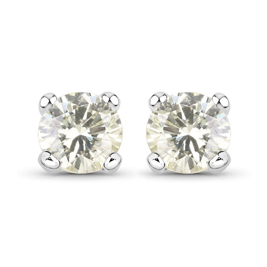 Pendientes de Oro Blanco de 14K con Diamantes Blancos Genuinos de 0,71 Quilates