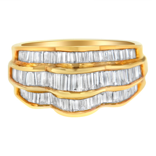 Anillo de banda multihilera con diamantes de oro amarillo de 14 kt (1 1/4 ct. pt., color H-I, claridad SI1-SI2)