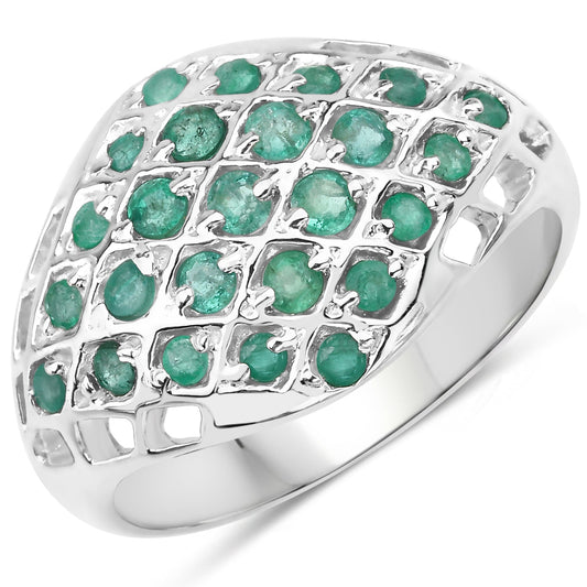 Anillo de plata de ley .925 con esmeralda auténtica de 0.90 quilates