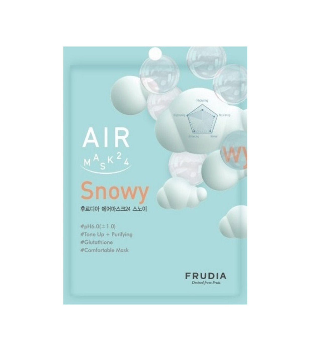 Frudia, Air 24 Snowy, Brightening, Sheet Mask, For Face, 25 ml