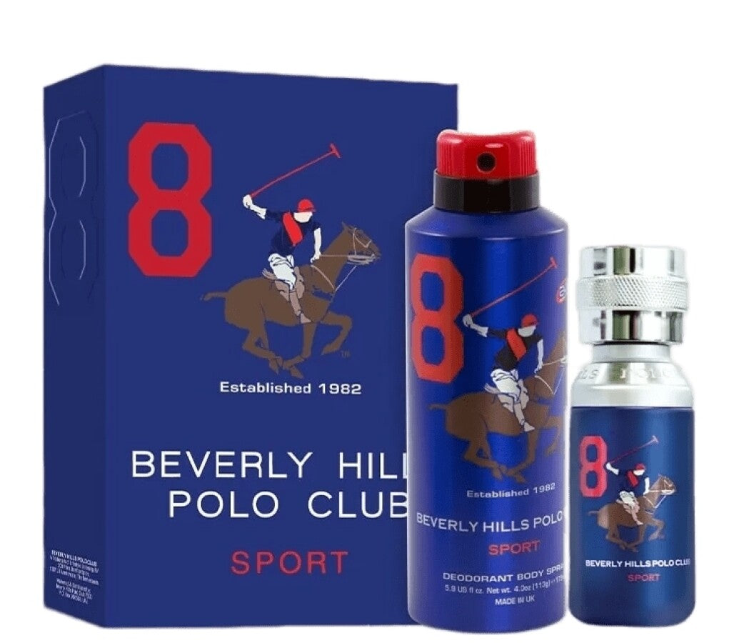 Gift Set Beverly Hills Polo Club: 1982 - Sport 8, Eau De Toilette, For Men, 100 ml + 1982 - Sport 8