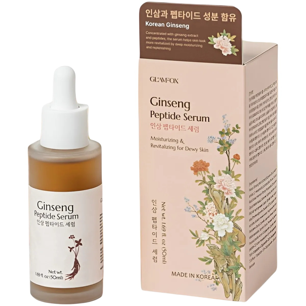 Glamfox, Ginseng, Peptide, Anti-Aging, Daily, Serum, For Face, 50 ml