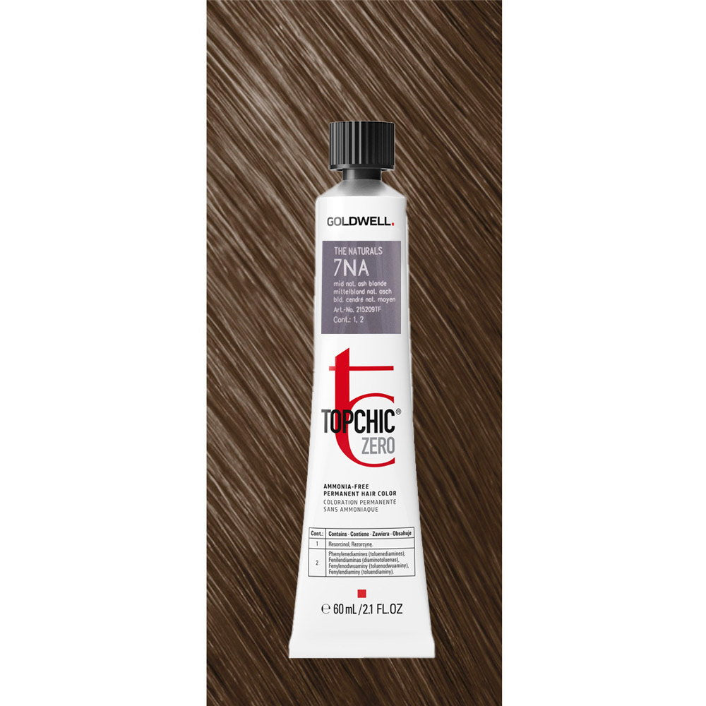 Goldwell, TopChic Zero, Ammonia Free, Permanent Hair Dye, 7NA Mid Natural Ash Blonde, 60 ml