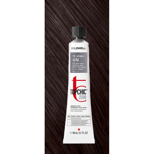 Goldwell, TopChic Zero, Permanent Hair Dye, 4N Mid Natural Brown, 60 ml
