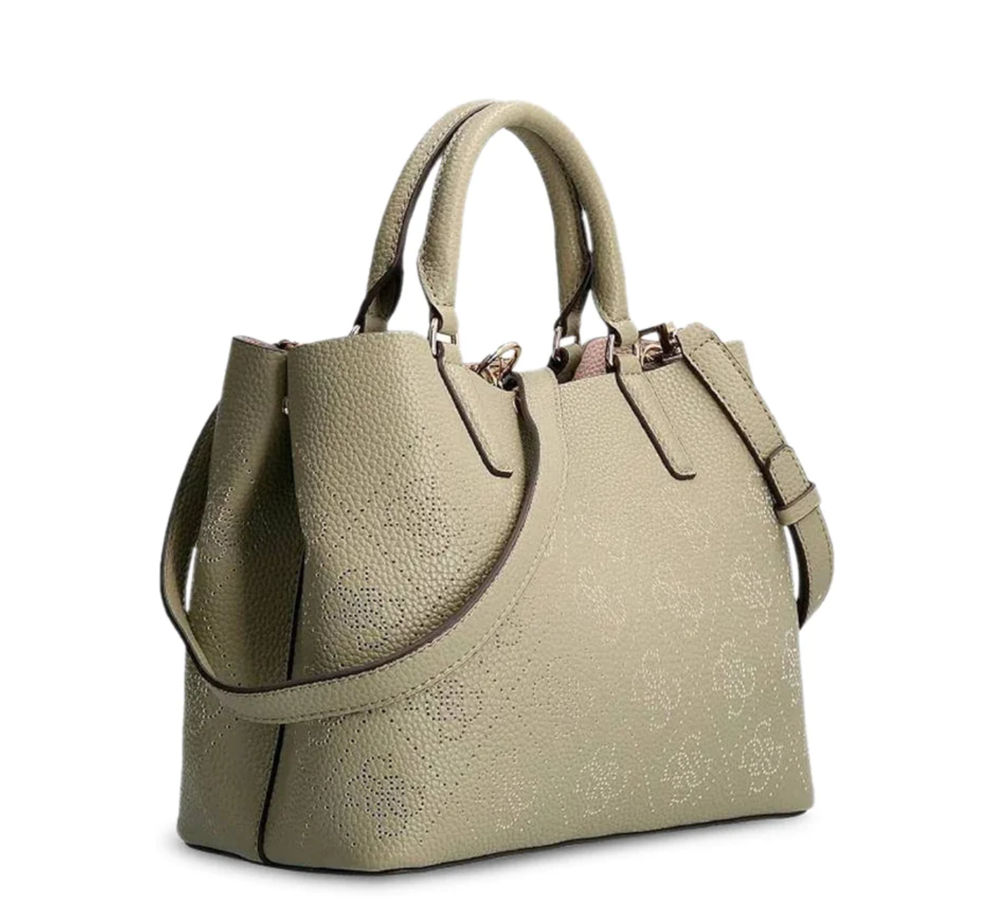 Guess, Amara, Polyurethane, Textile Handbag, 4G Logo, Green, HWSG8493060, 29 x 22 x 14 cm