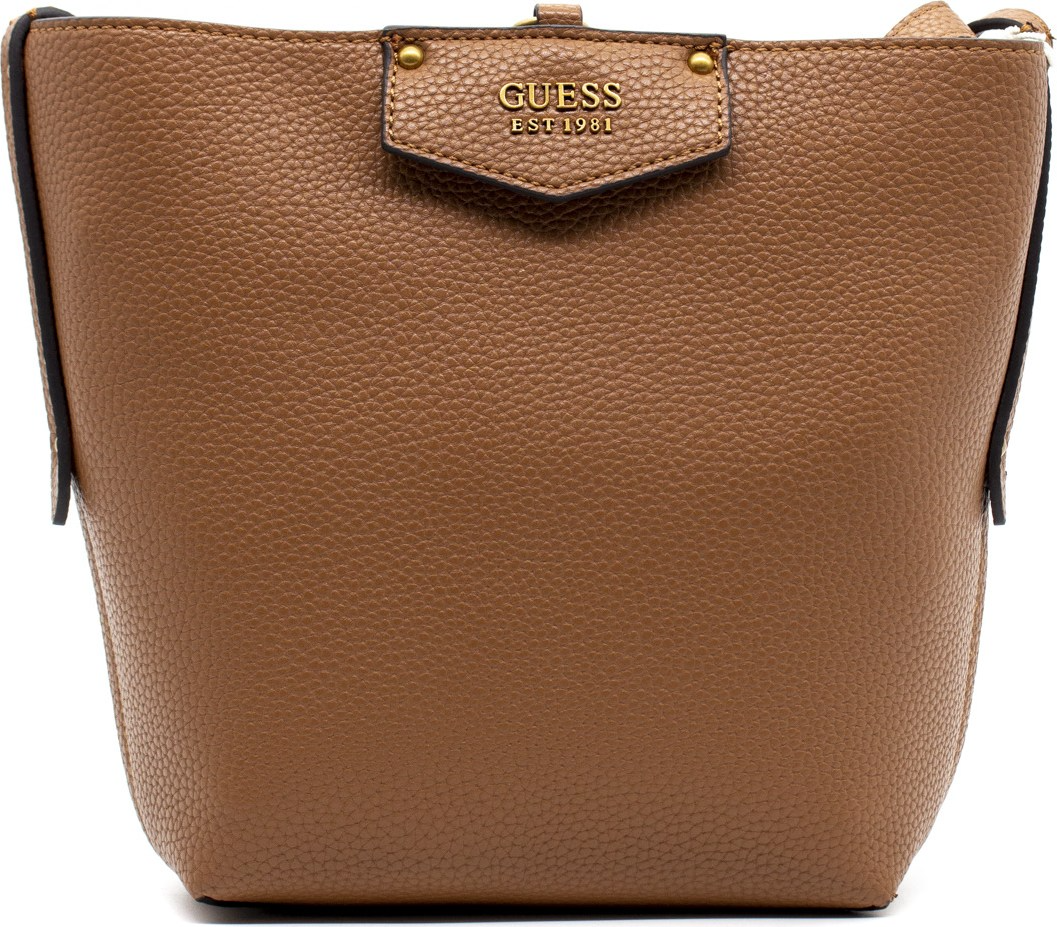 Guess, Brenton, Ecological leather, Textile Bag, Rigid structure, Caramel, 6432, For Women, 22 x 18 x 9 cm