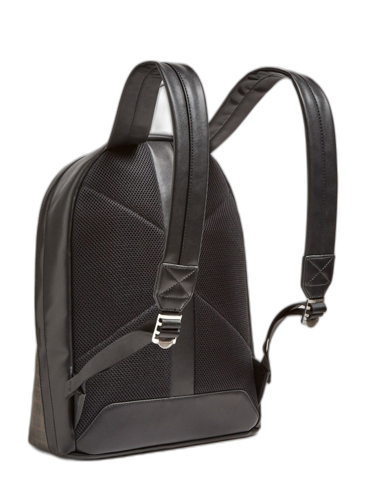 Guess, Dan, Synthetic Leather, Textile Backpack, Black/Brown, For Men