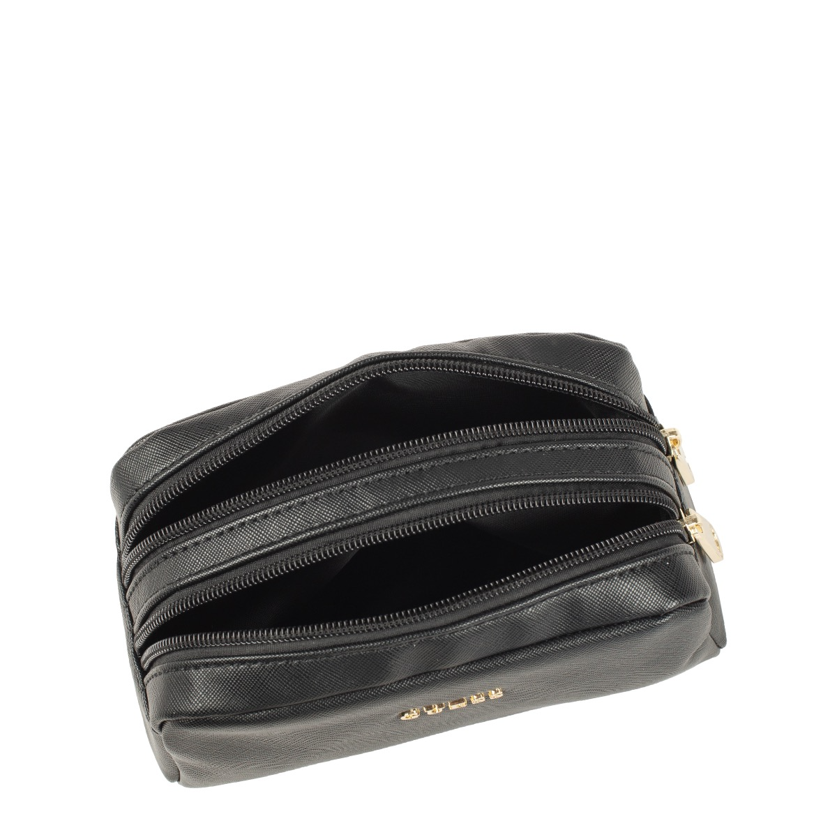 Guess, Saffiano Vanilla, Synthetic Leather, Textile Bag, Toiletry, Black, For Women, 23 x 17 x 8 cm