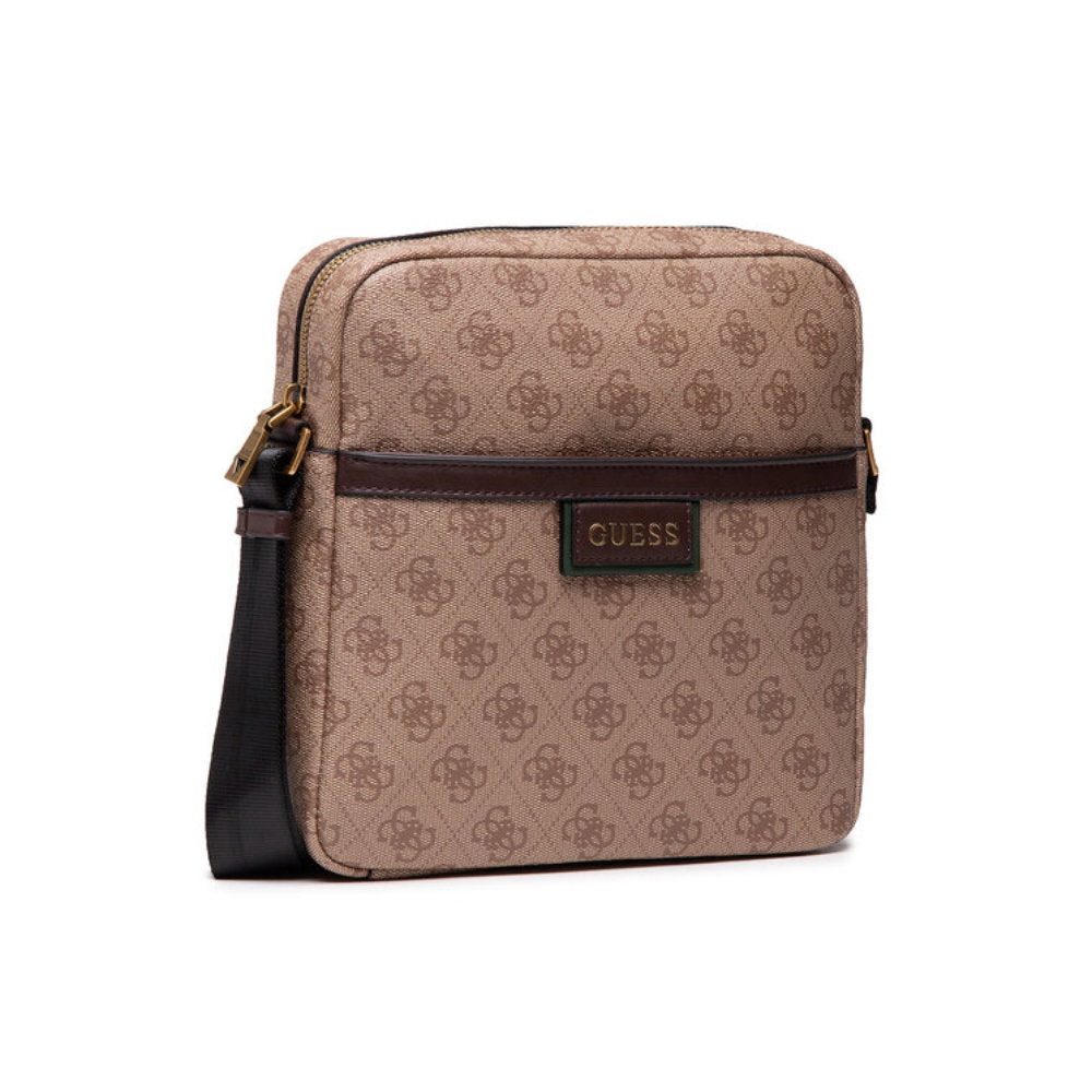 Guess, Vezzola, Document Holder, Textile Crossbody Bag, Brown, For Women
