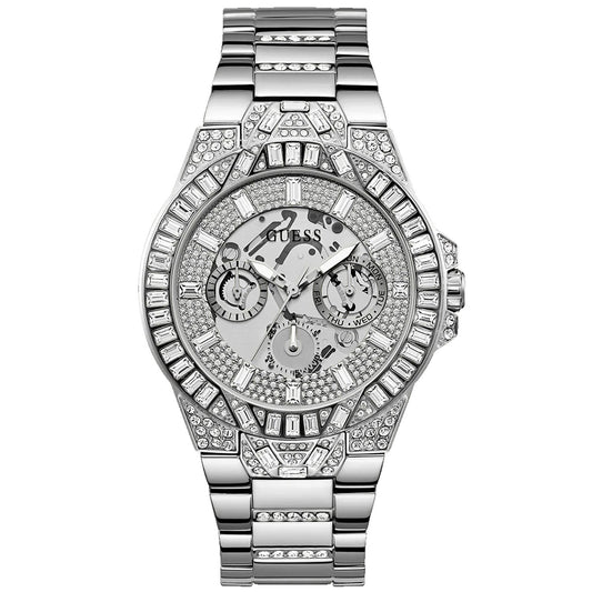 Guess para hombre multifunción plateado moderno