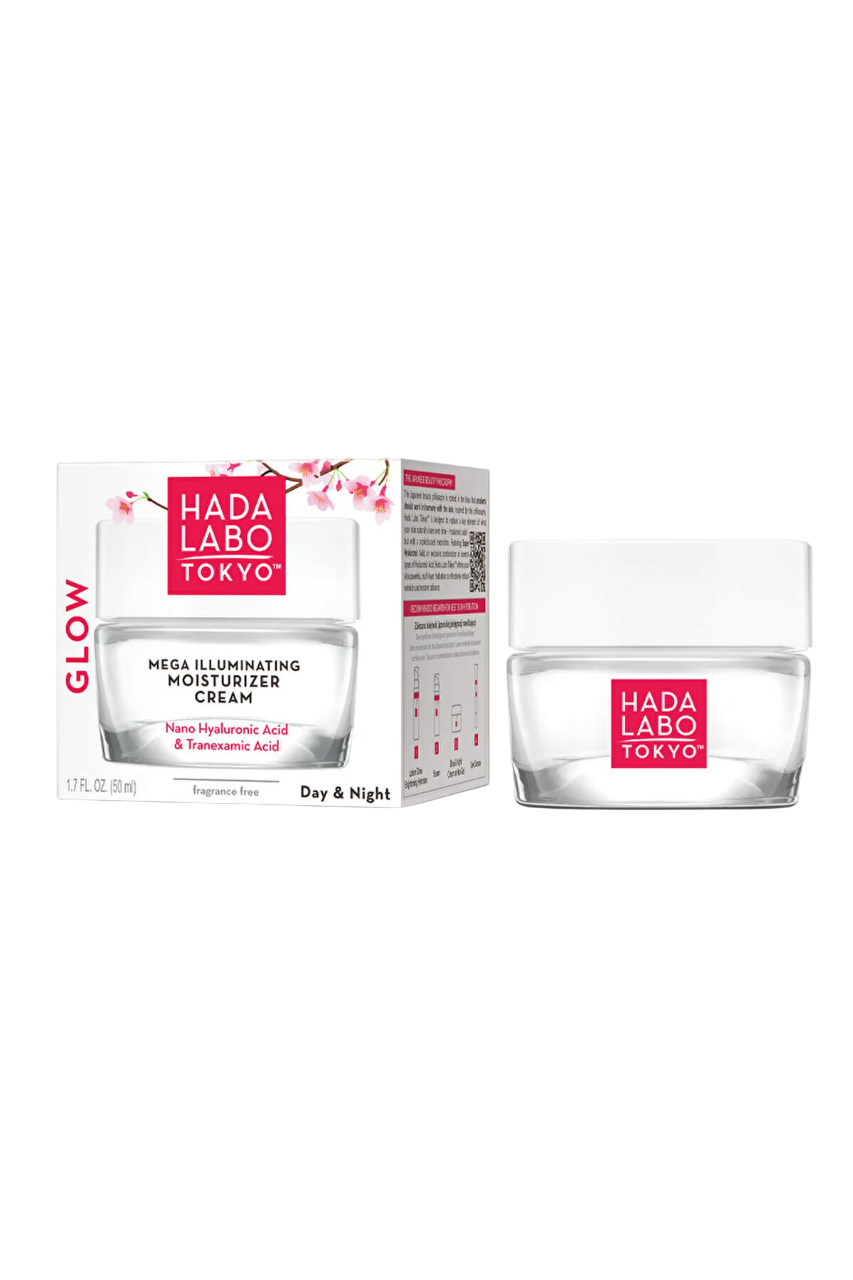 Hada Labo Tokyo, Glow, Hyaluronic Acid, Illuminating & Moisturizer, Day & Night, Gel Cream, Face, 50 ml