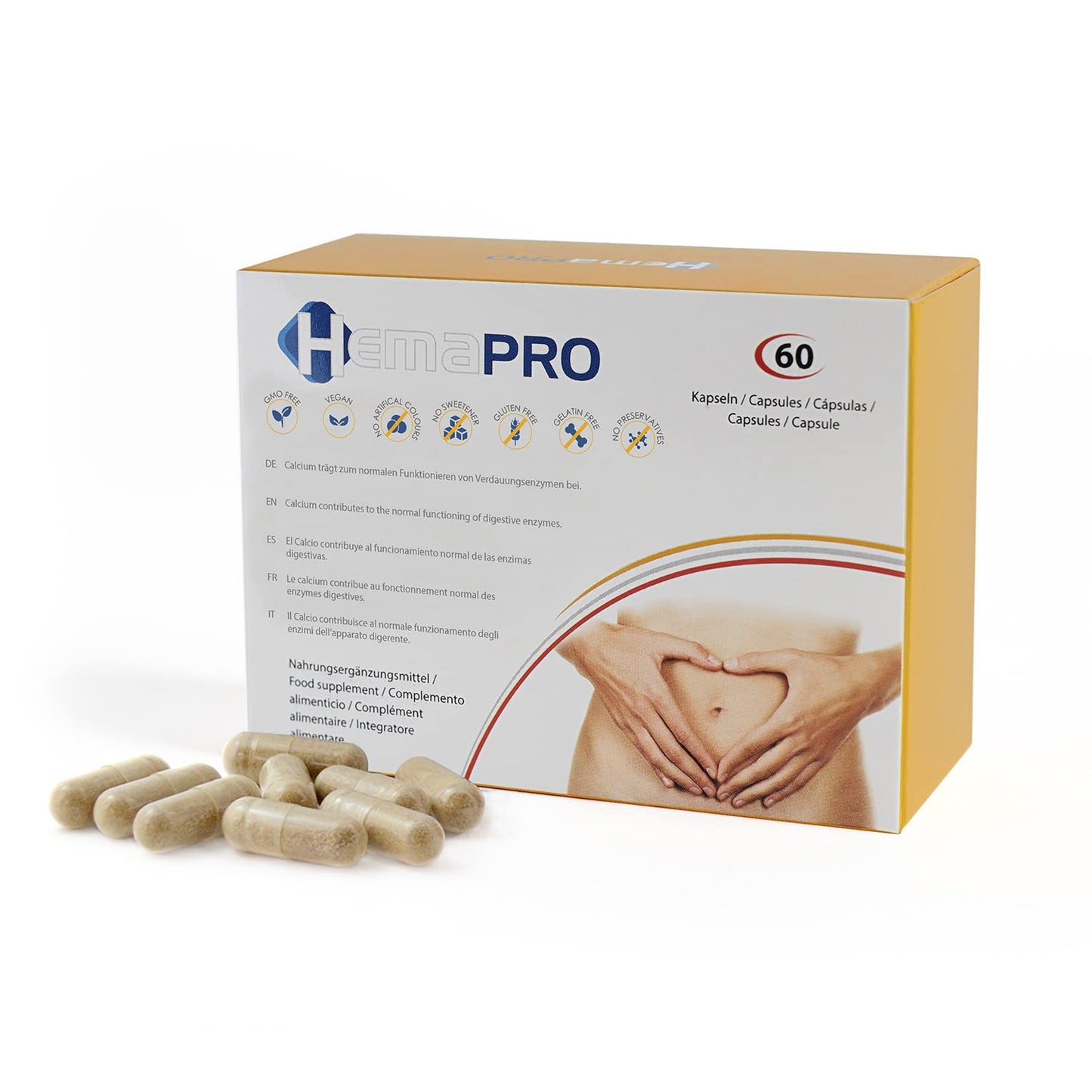 Hemapro, Hemapro, Calcium, Plantago Ovata, Wheat Germ Extract & L-arginine, Prevent Hemorrhoids, Capsules, 60 Capsules