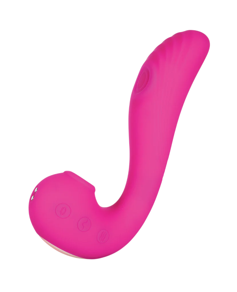 Honey Play Box, Angel, Clit Suckers, G Spot Vibrator & Clit Licking Tongue 3-In-1, 9 Vibrating + 9 Licking + 3 Sucking Modes, USB Rechargeable, Silicone+ABS, 18.00 × 13.00 × 6.50 cm, Pink