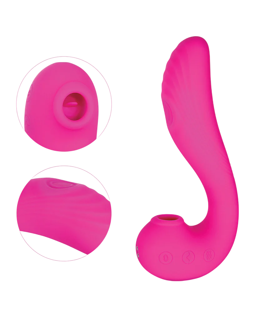 Honey Play Box, Angel, Clit Suckers, G Spot Vibrator & Clit Licking Tongue 3-In-1, 9 Vibrating + 9 Licking + 3 Sucking Modes, USB Rechargeable, Silicone+ABS, 18.00 × 13.00 × 6.50 cm, Pink